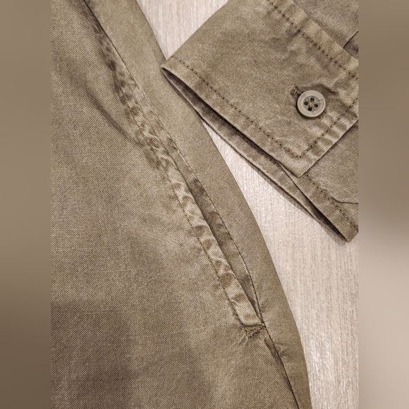 Anthropologie Cloth & Stone Lace-Up Back Shirt Dress, Olive, Size US S - Picture 5 of 7